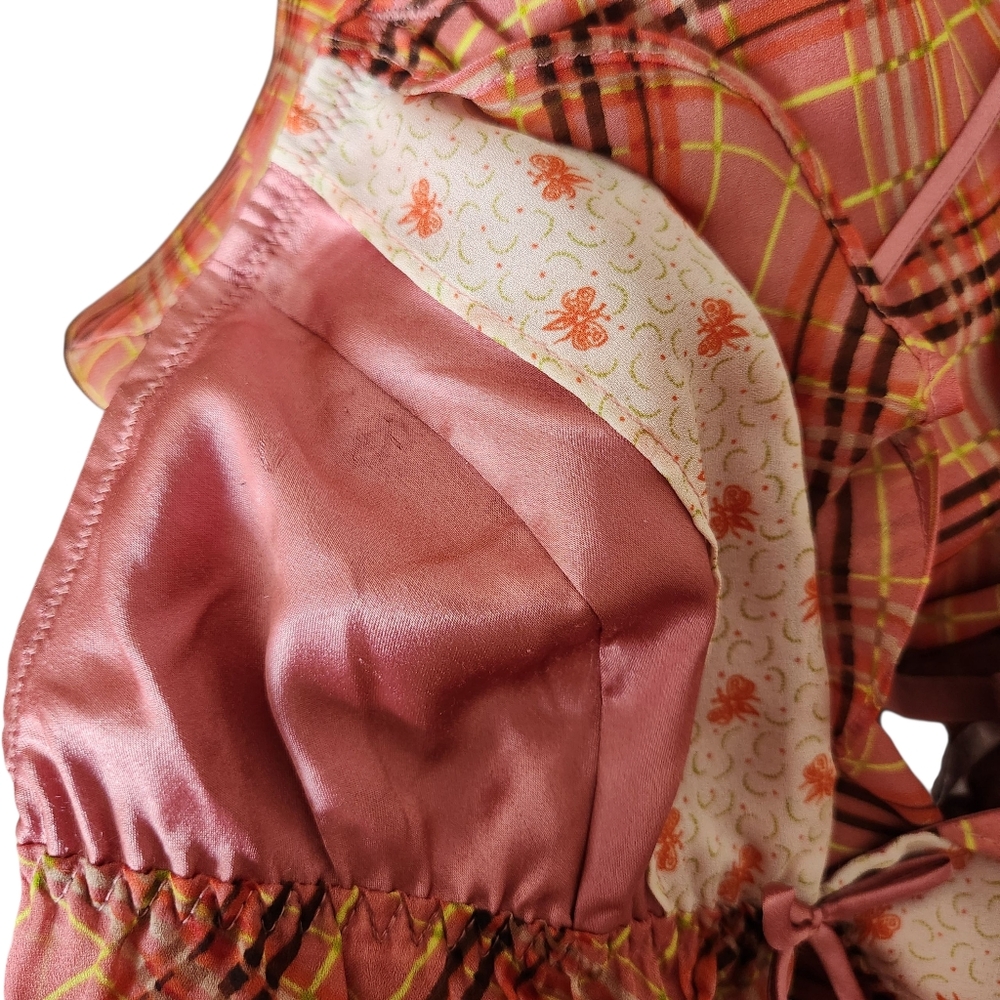 Victoria's Secret Y2K Vintage Rare Pink Plaid Floral Babydoll Silky Slip Dress - Picture 8 of 11